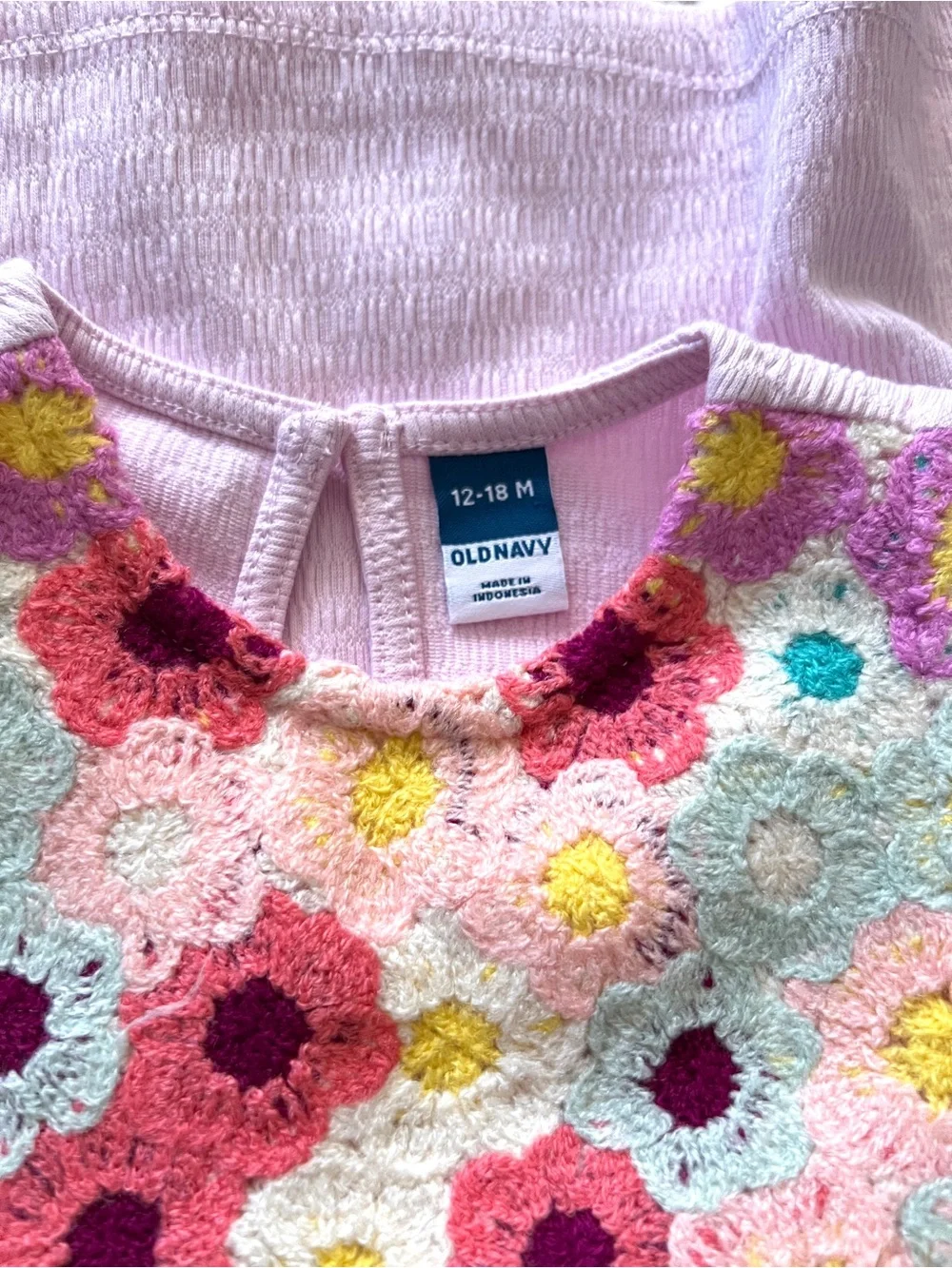 Old Navy Floral Crochet Dress Bloomer Set Baby Girl 12-18M Pink Spring Summer